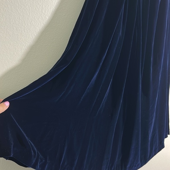 Midnight Blue Velvet Maxi Skirt - Picture 3 of 5